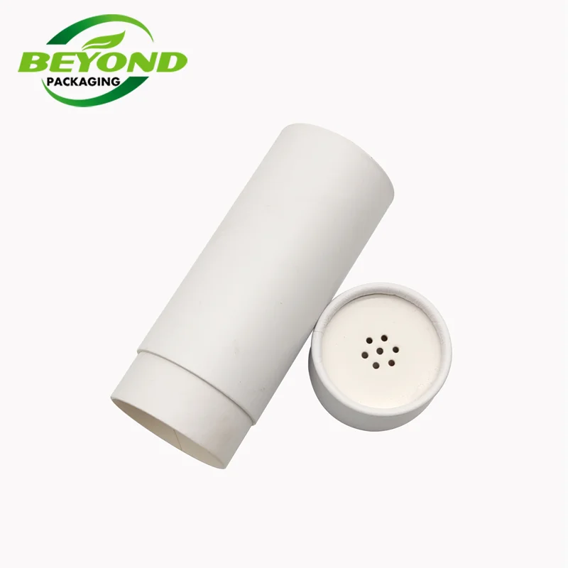 High Quality Biodegradable White Cardboard Seasoning Container Food Packaging Paper Tube with Shaker Top for Salt