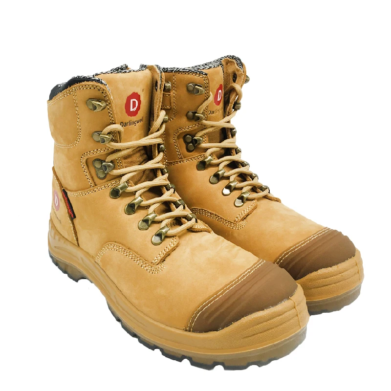 
Work Boots for Men, 8 inch, YKK Zipper, Steel Toe, Slip Resistant Safety Oiled Leather Shoes, Static Dissipative, Breathable 