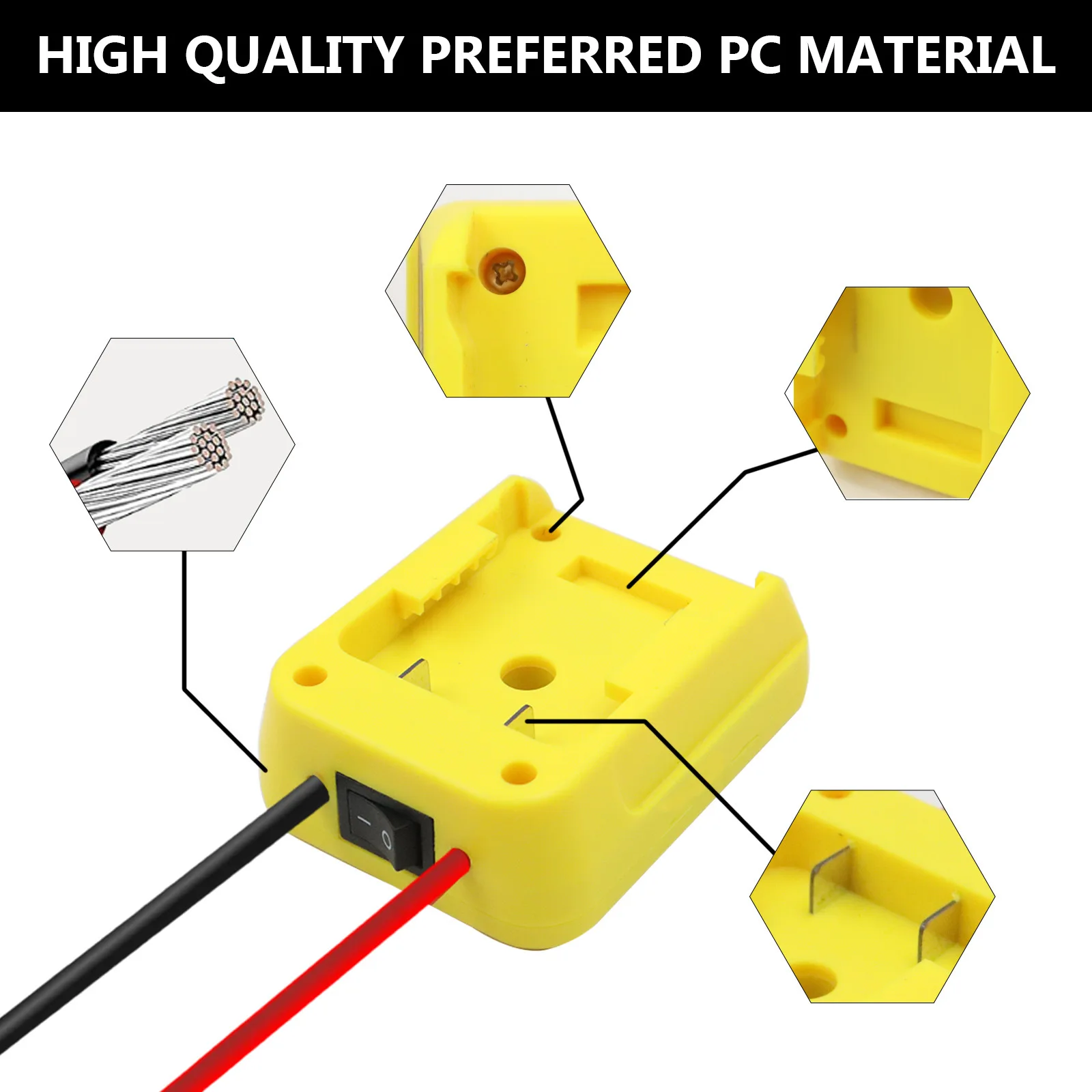 Novel Smart DIY Home 14.4V-18V Tools Battery Output Devices Adapter With 30A Guarded Switch For Dewalt Battery