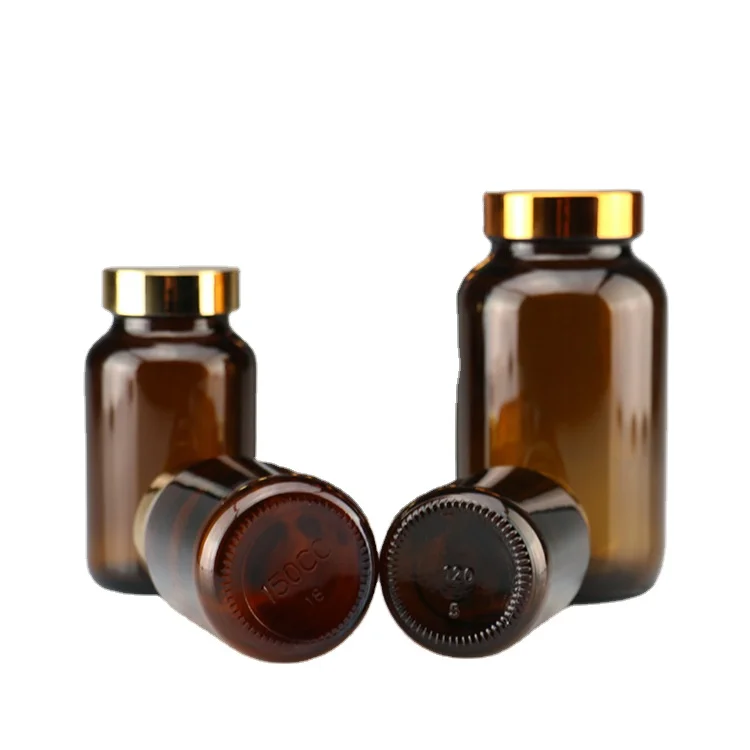 Amber Glass Medical Screw-Top Packer Bottles Wide Mouth Container Jars for Tablet
