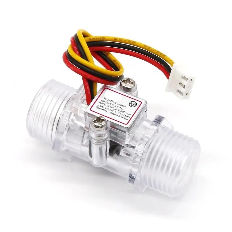 YF-S201C DN15 transparent flowmeter water flowmeter turbine flowmeter 4 sub flow sensor S201C
