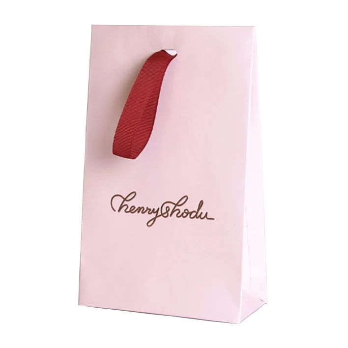 Lithography ribbon handle watch earrings packaging refined paper bags for jewelry