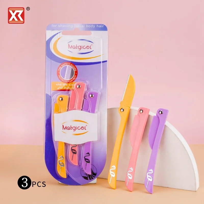 Professional foldable face hair remover exfoliation skincare blades eyebrow razor facial dermaplaning tool