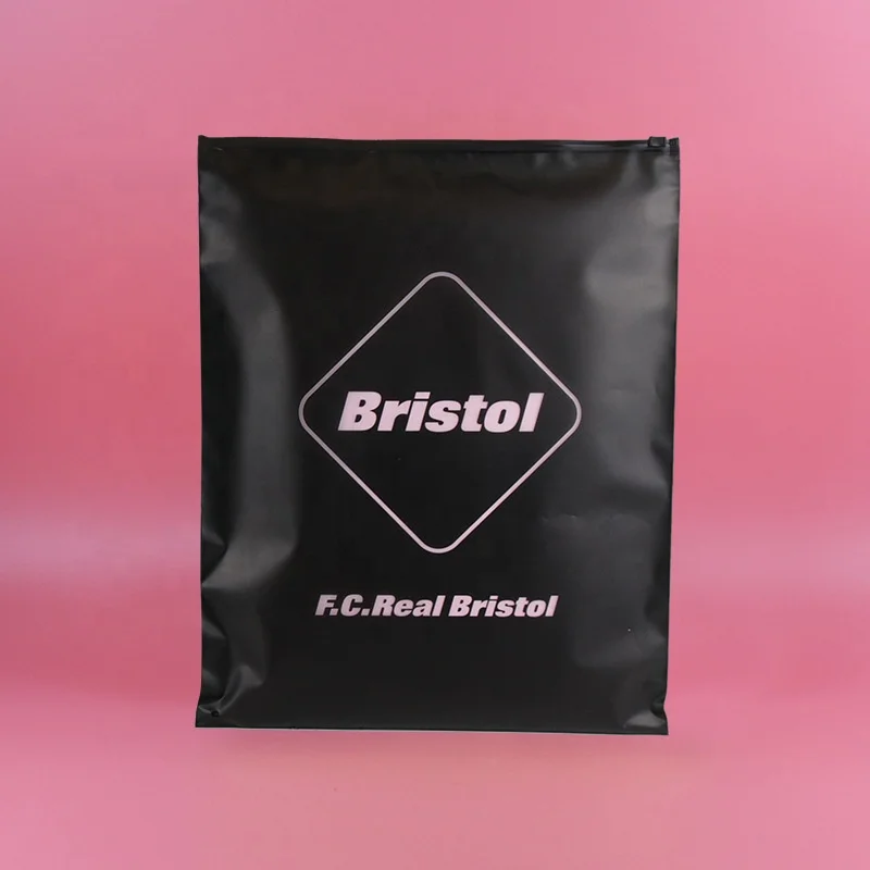 Custom own logo high quality waterproof eva black frosted zipper bag for clothing
