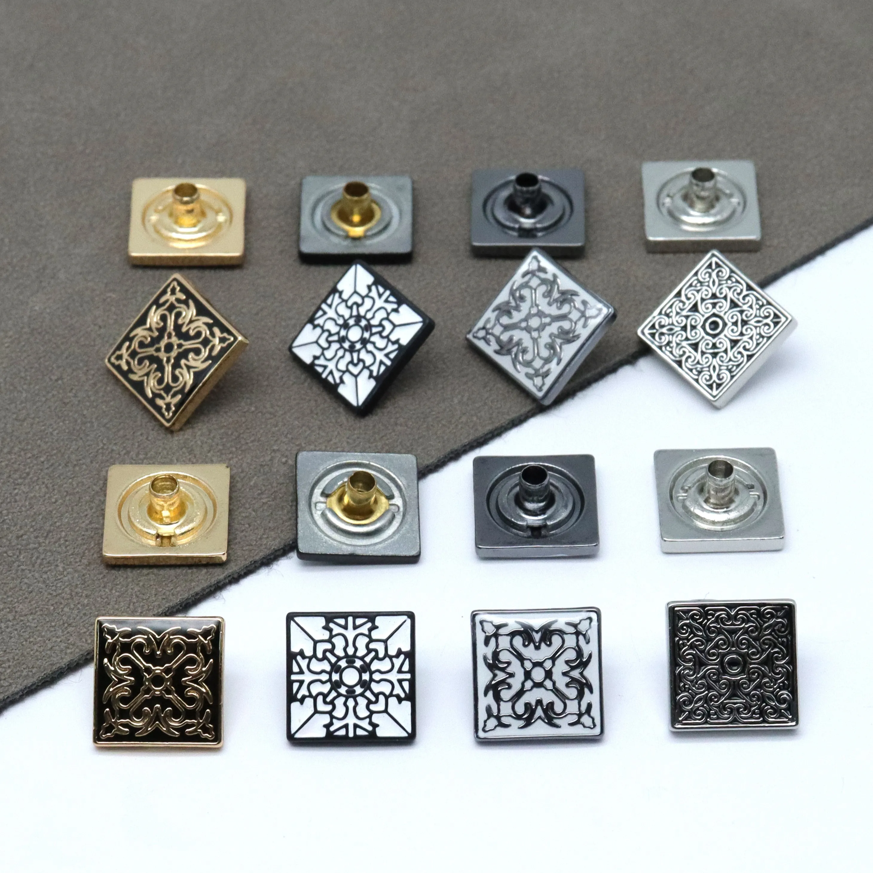 Top Selling Buttons Shirt Snap Buttons Gold Plated Logo Brand Raised Metal Garment Zinc Alloy Customized Logo Plating Shank