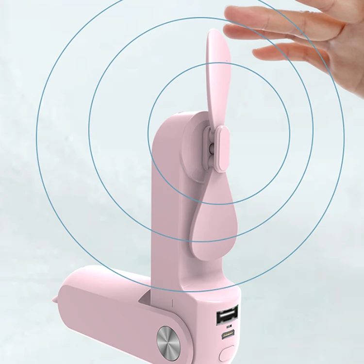2022 New Arrivals 3 in 1 safe Rechargeable portable fan with Power Bank Flashlight Mini USB  hand held fan