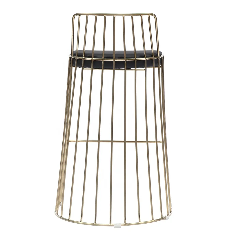 Винтажный высокий барный стул в индустриальном стиле из розового золота с металлической проволокой для барного стола