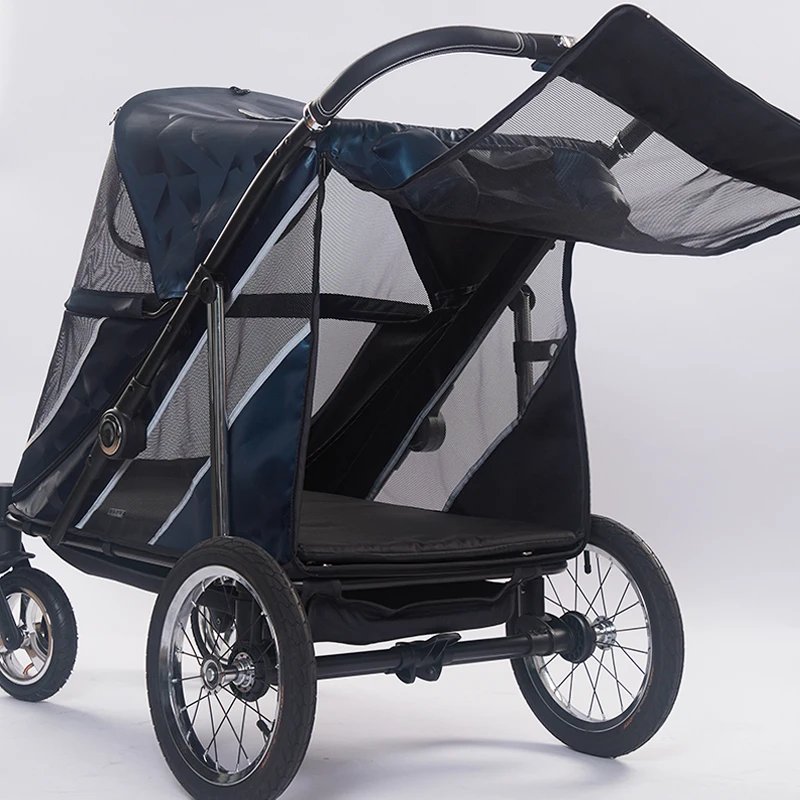 2025 New Large Waterproof Pet Stroller 40kg Big Dog Stroller Sturdy Large Space Carrier Dog Pet Stroller with Metallic Texture