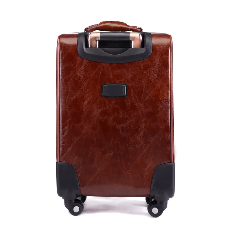 High Quality Custom PU Leather Luggage Business Suitcase PU Trolley Carry-on Case
