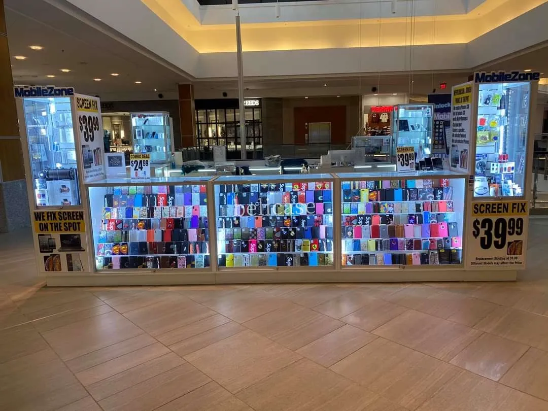 America Shopping Mall Approval Cell Phone Cases Kiosk Phone Accessories Display Showcase Retail Mobile Phone Kiosk For Sale