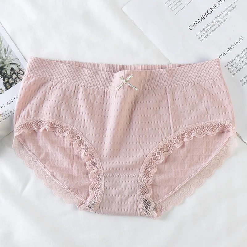 Sweet Girl Cute Briefs Mid Waist Abdomen Hip Lift Ladies Undies Plus Size Comfortable Spandex Women Cotton Panties