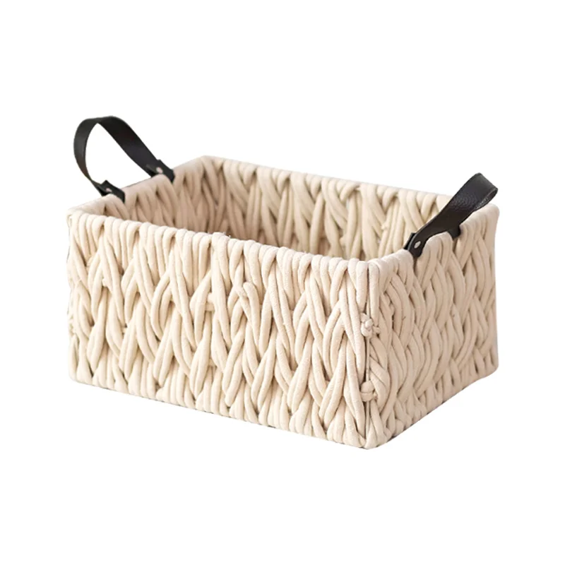 Soft cotton rope storage basket with iron frame home decoration basket for sorting sundries books clothes storage baskets