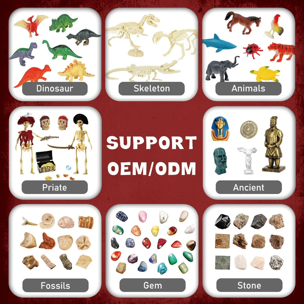 DIY 5 in 1 child gift kid educational eco friendly stone collection earth treasure dig gems excavation kit rock dig toy