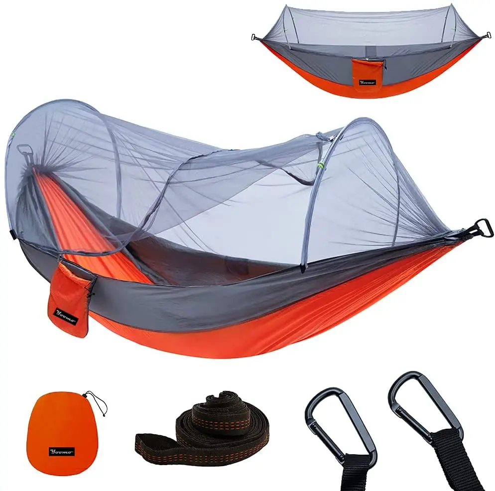 Outdoor Camping Pop-up Mosquito net hammock with glass fiber poles Lightweight Portable parachute nylon Mosquito Net hammock