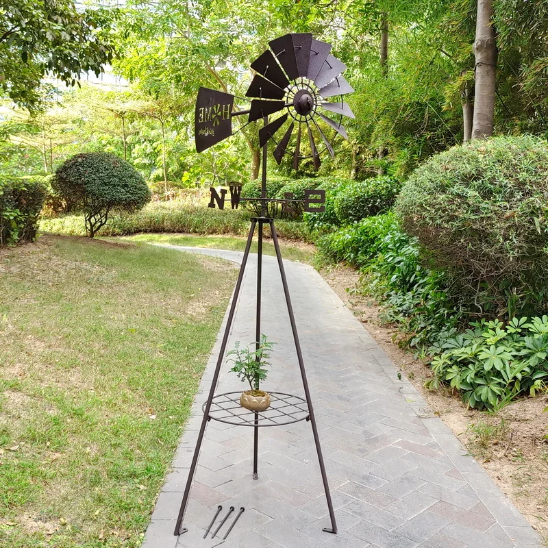 metal wind spinner for outdoor in garden ornaments 3d Metal Windmill