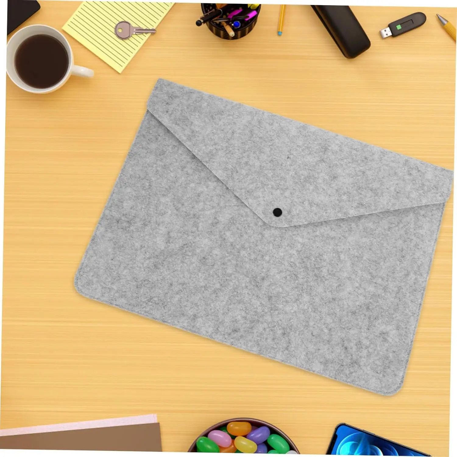 Hot Sale Snap Button Design Felt Envelope Bag felt briefcase envelope bags for office school Felt Document Bag