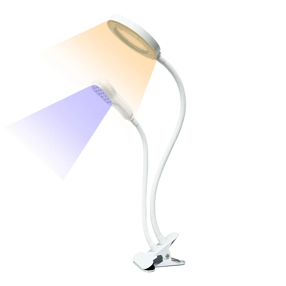 Hot sale flexible mini gel curing manicure pedicure salon UV nail lamp clip on desk magnifying glass lamp desk lamp