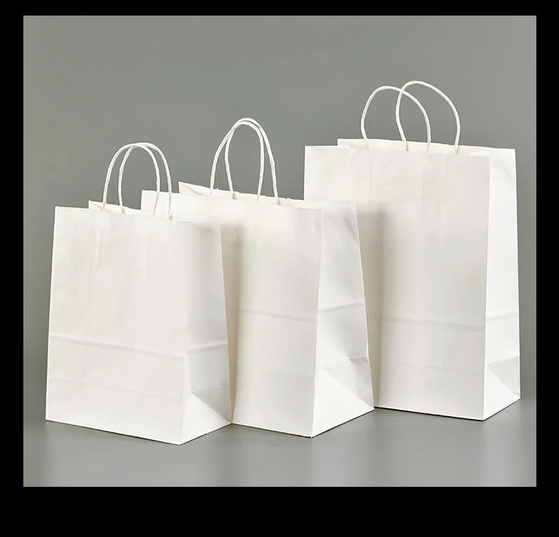 Wholesale White Brown Kraft Shopping Paper Bag with Paper Handles