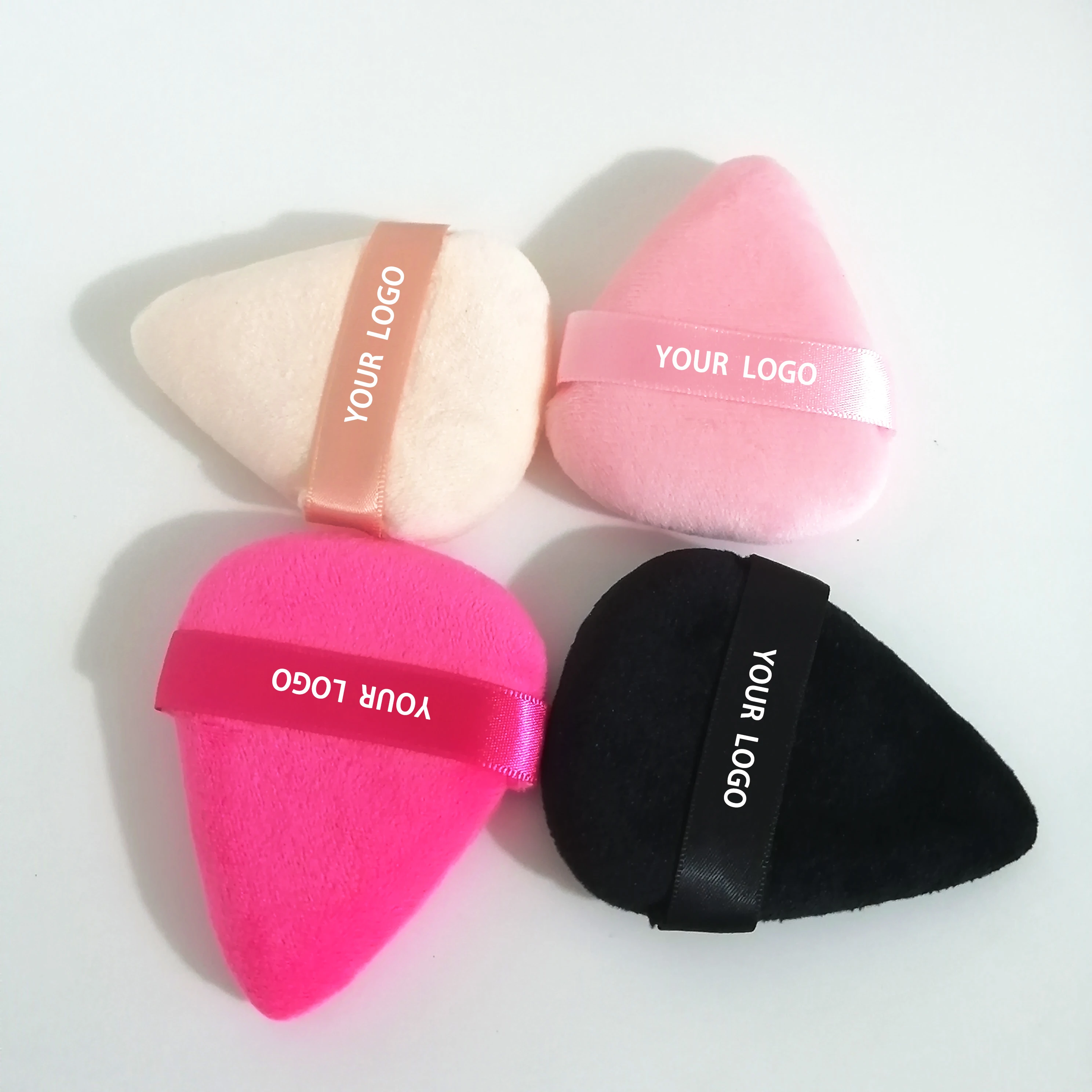 New Design 100% Cotton Soft And Fluffy Tongue-Shaped Powder Puff Applicator Makeup Blender Puff Cosmetic Sponge Custom Logo