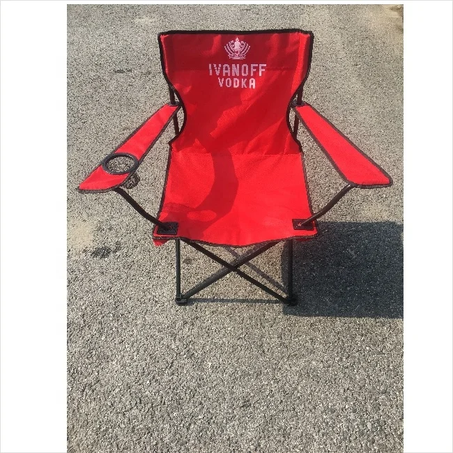 Portable Lightweight Foldable Camping Chair with Customized Printing Oxford Beach Chair with Cup Holder Fishing Chair Outdoor