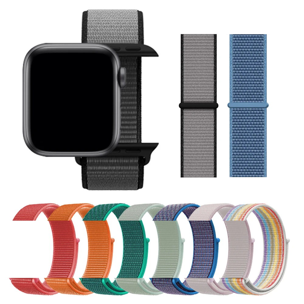 38 40 41 42 44 45 mm Nylon Watch band Woven Breathable Wristband Strap Sport Loop for Apple watch Iwatch SE 7 6 5 4 3 2 1