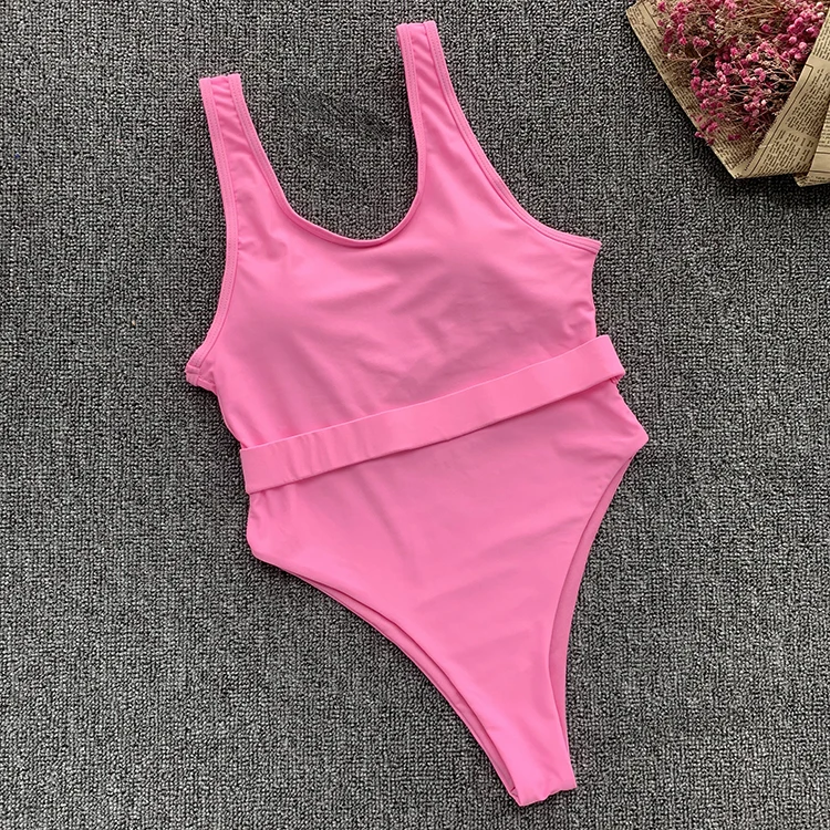 Hot Pink Model Wallpaper Korea Swimwear Bikini Sexy Women One Piece Swimsuit