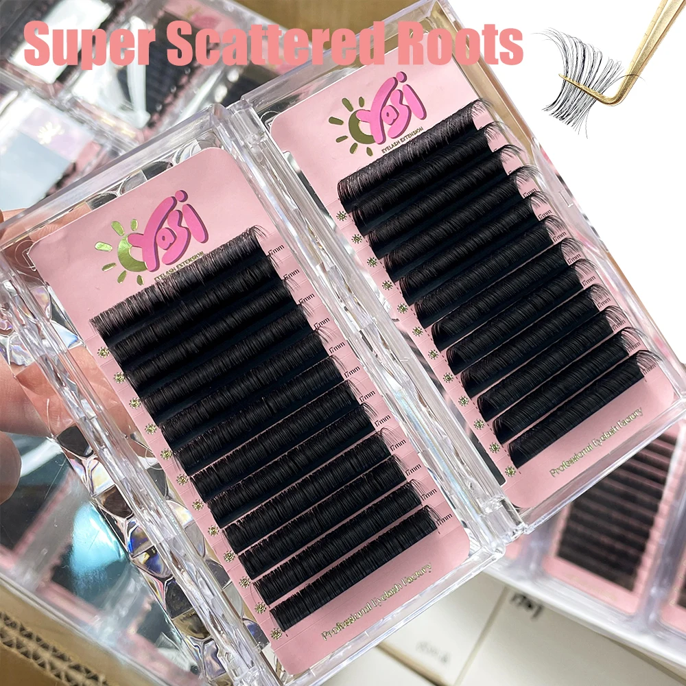 Wholesale Private Label Fluffy Cashmere Eyelash 03 Matte Dark Russia Volume Lash Extension faux mink Silk Lash Mix Tray Supplier