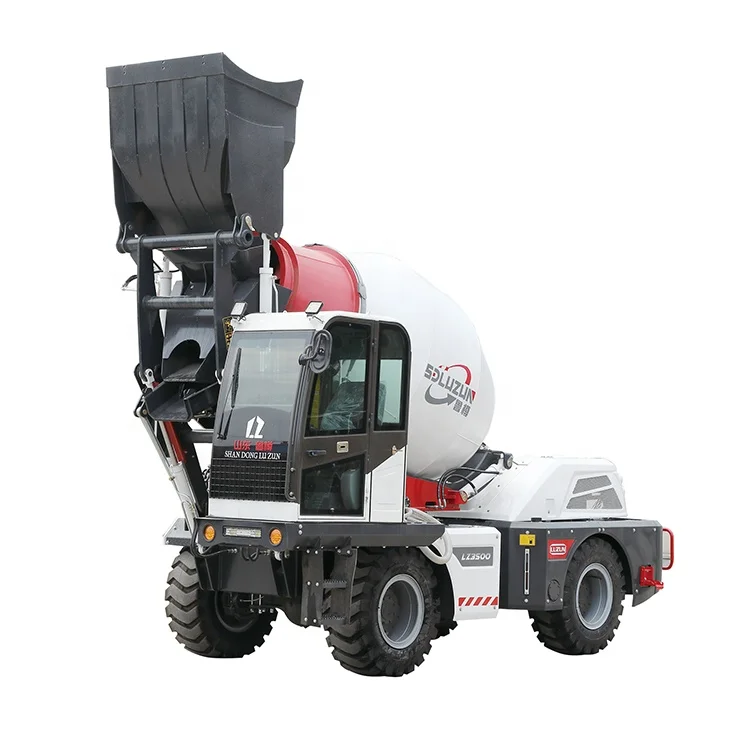 luzun professional factory 3.5cbm new design cheap price self-feeding mobile multi-function concrete mixer machine