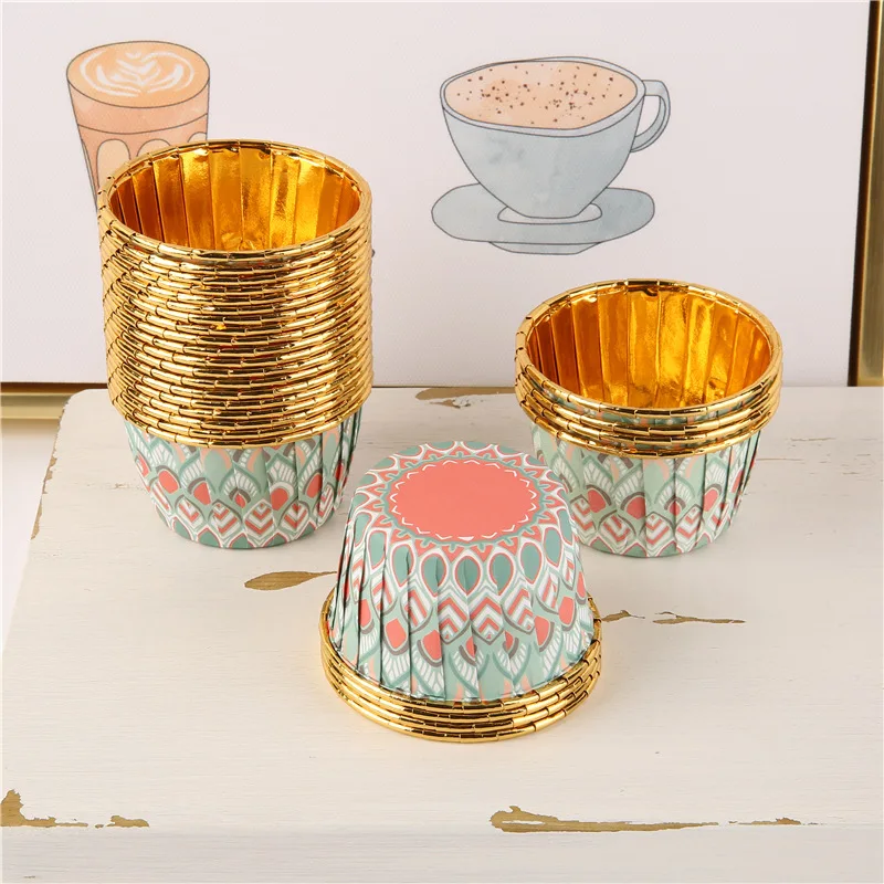 boho style Round Baking paper Cup -  Disposable Thickened baking  paper cup  Baking Supplies  for Wedding Birthday  and Party