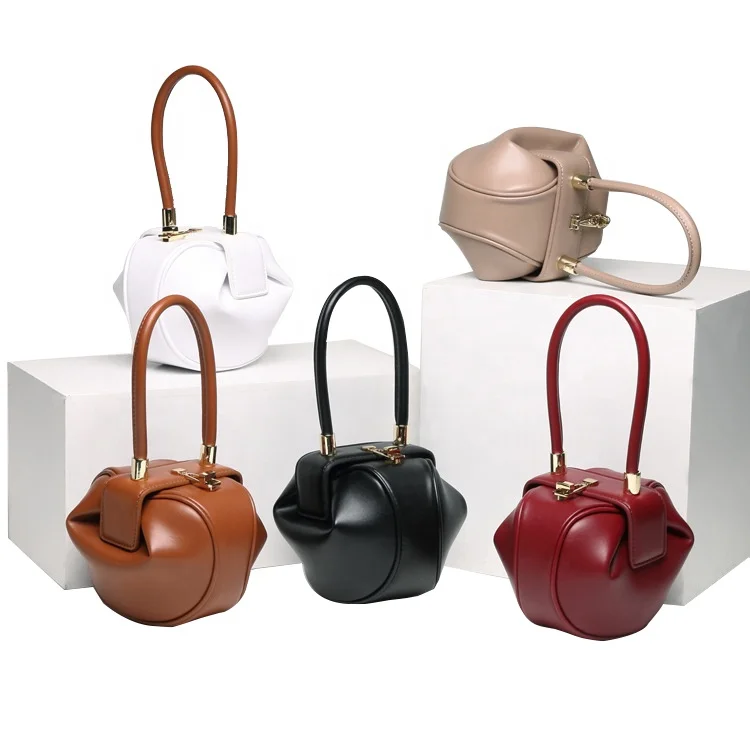 2021 Fashion Elegant Leather Messenger Bag Female Minority Design Handbag Multi Color Mini Retro Dumpling Bag