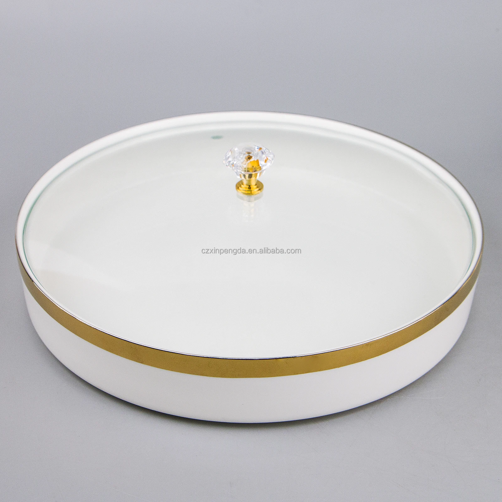 2023 simplicity gold side soup bowl white ceramic large soup bowl household pot with lid for restaurant