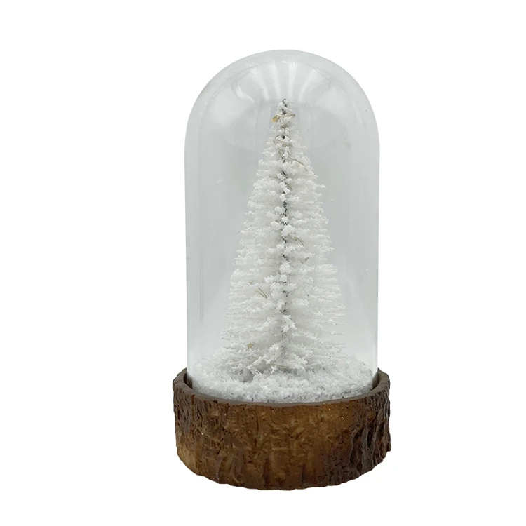 White Christmas Tree LED glass dome Christmas gift home decoration For Sale