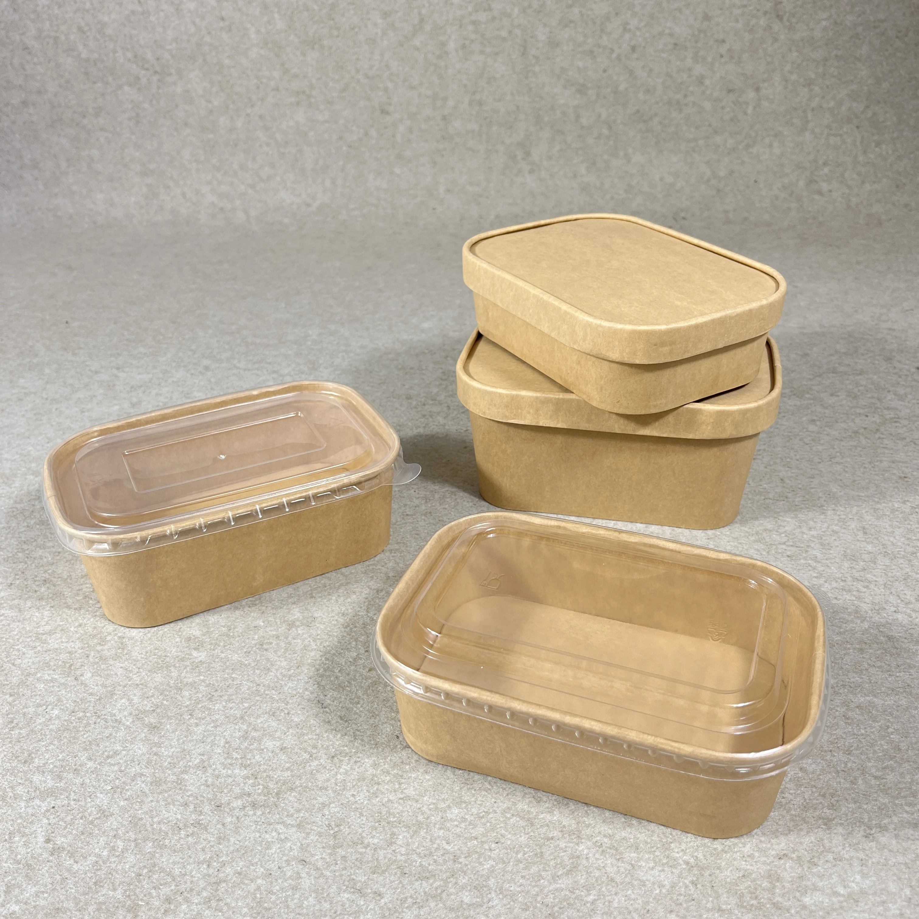 1000ml  Square Kraft Paper Bowl with Lids Disposable Food Containers for Restaurants Soup Bowls to Go