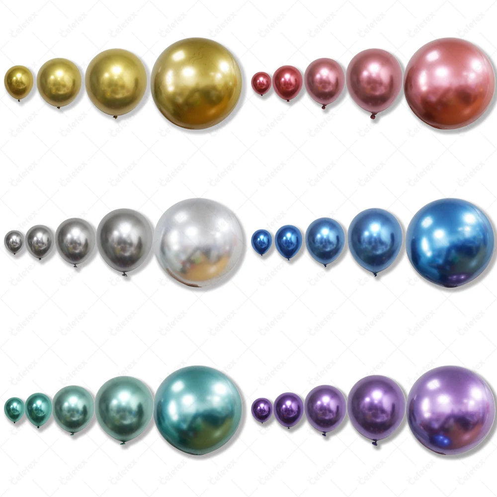 Celetex 10inch Shiny Happy Birthday Party Decoration Ballon Latex Red Pink Purple Gold Silver Metallic Balloon Latex Balloons