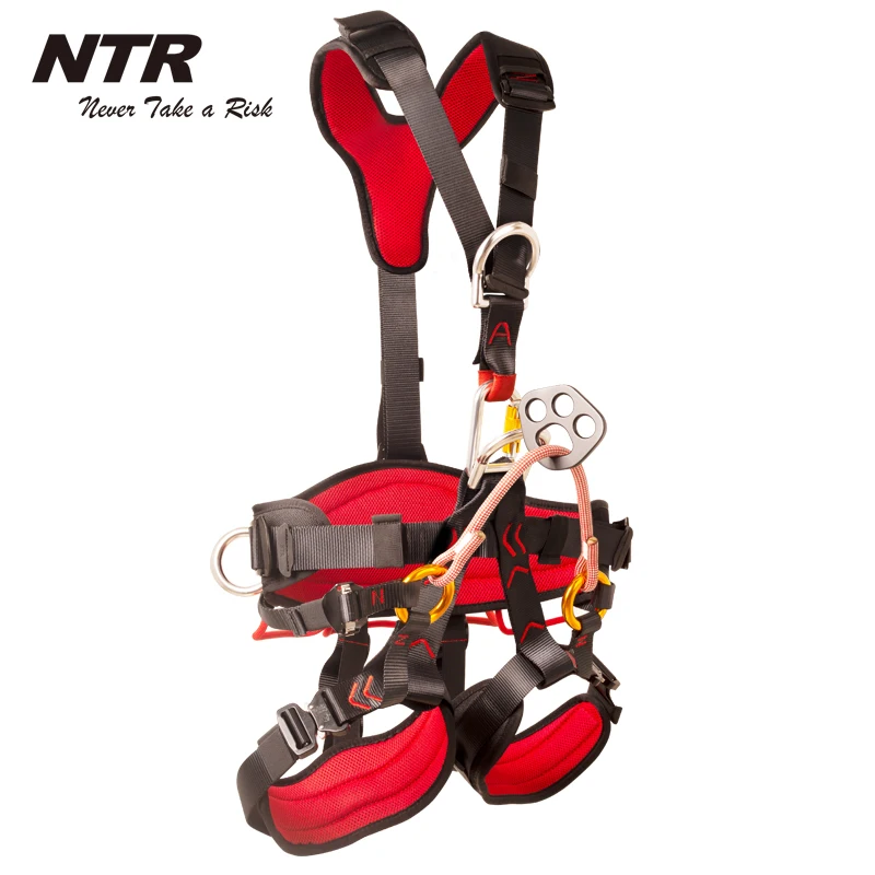 
Fall protection full body rescue safety harness with multiple gear loops for tree climbing, arborist and rope access 