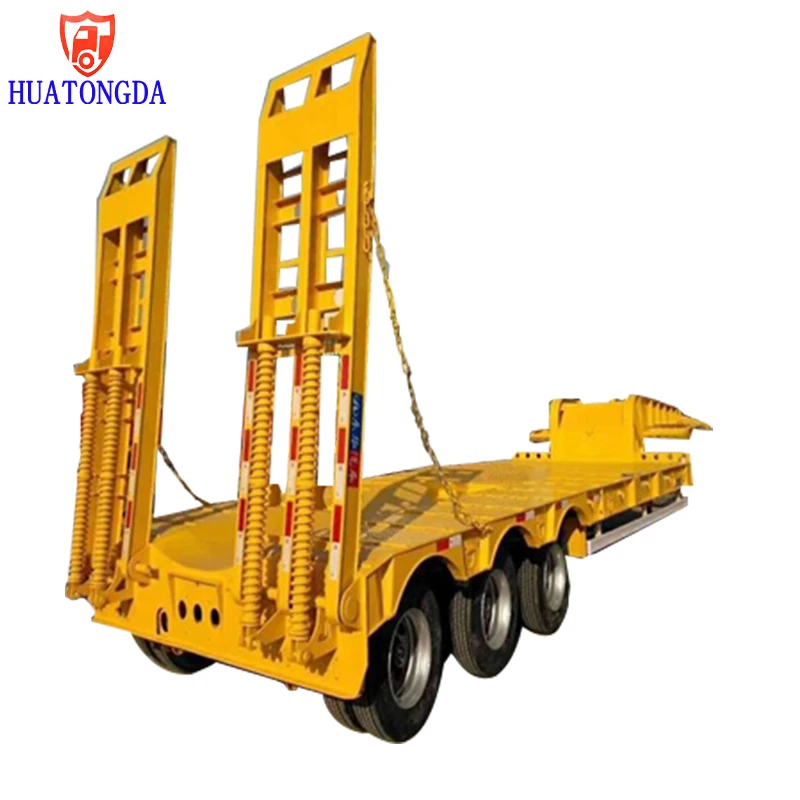 heavy duty timber transport china factory 40 ton 3 axle 60 ton lowboy semi trailers for sale