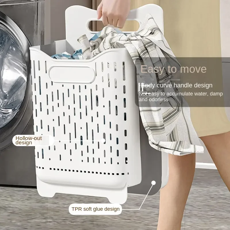 2024 Original Practical Plastic Storage Basket for Dirty Clothing Collapsible Plastic Laundry Basket Organizer