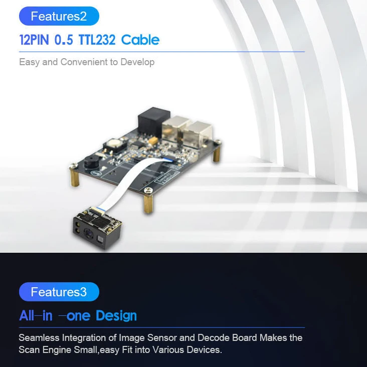 Ultra-small Mini Weight 4.6g Embedded 2D QR Barcode Scanner Module for Handheld PDA POS Scanner