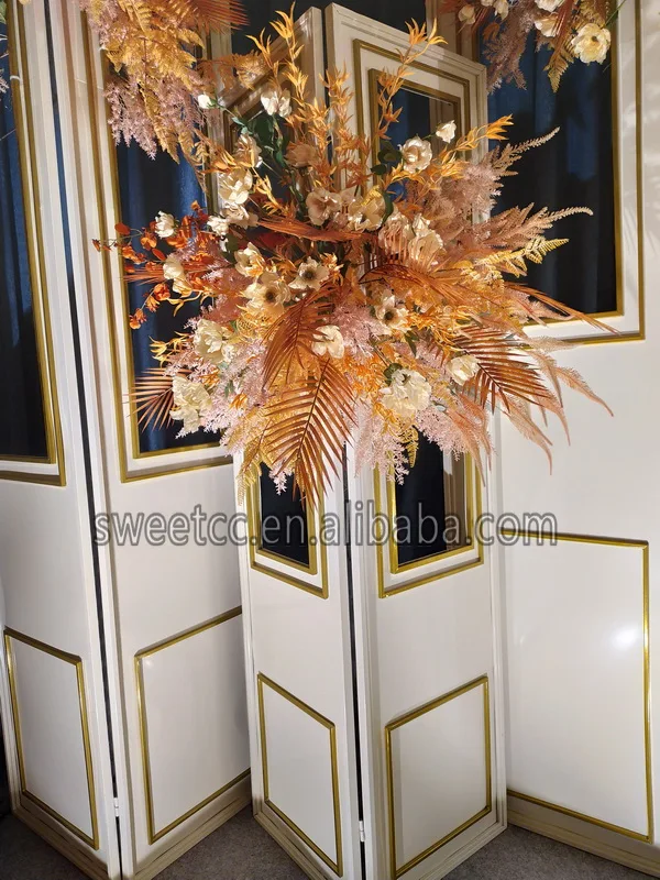 Wedding backdrop white gold color Simple European style screen wedding background for Wedding Decor