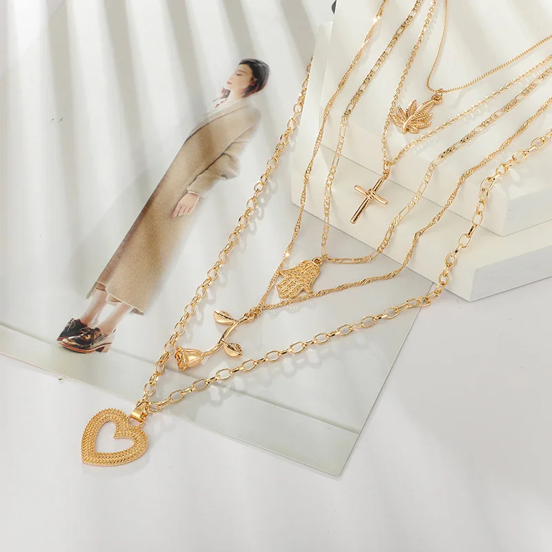 Fashion gold cross pendant necklace For Women wholesale N97301