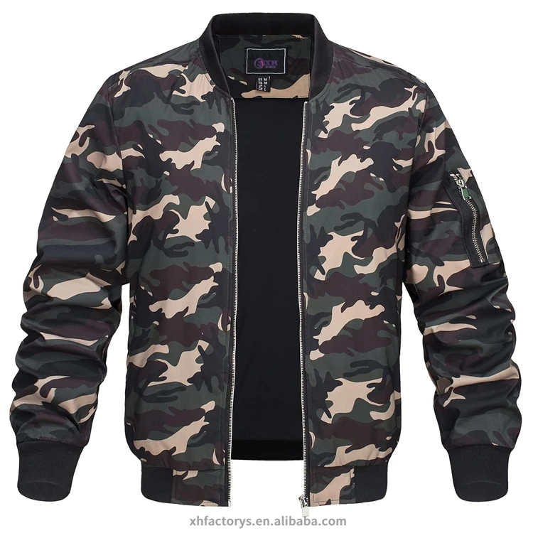 Camouflage Outdoor Combat Nylon Plain Flight Bomber zip up Pilot Jackets Flight Jacket