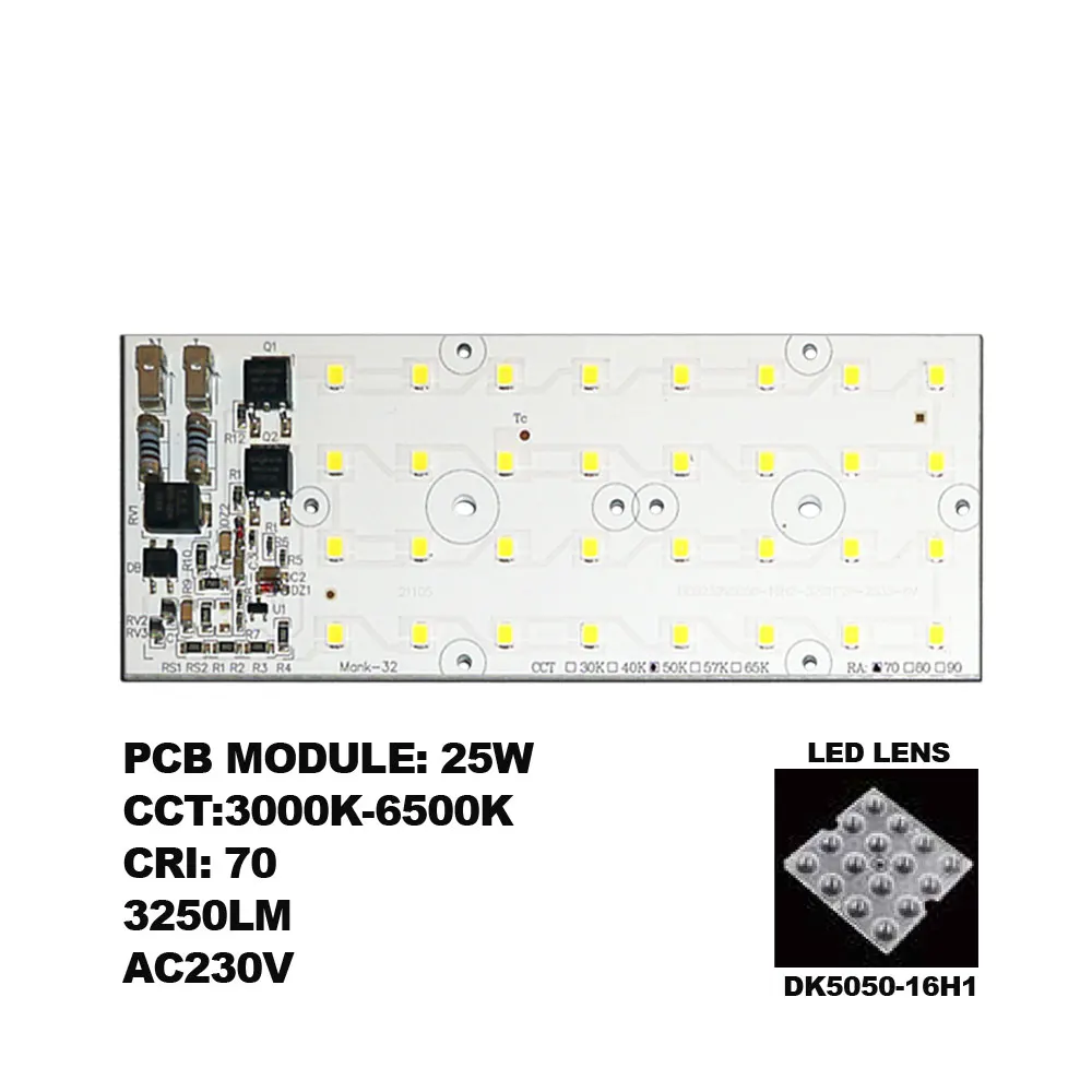 AC230V ZHAGA DOB PCB Module 25W 16H2 SMD2835 Led outdoor Street Light Module With LED 5050 Lens