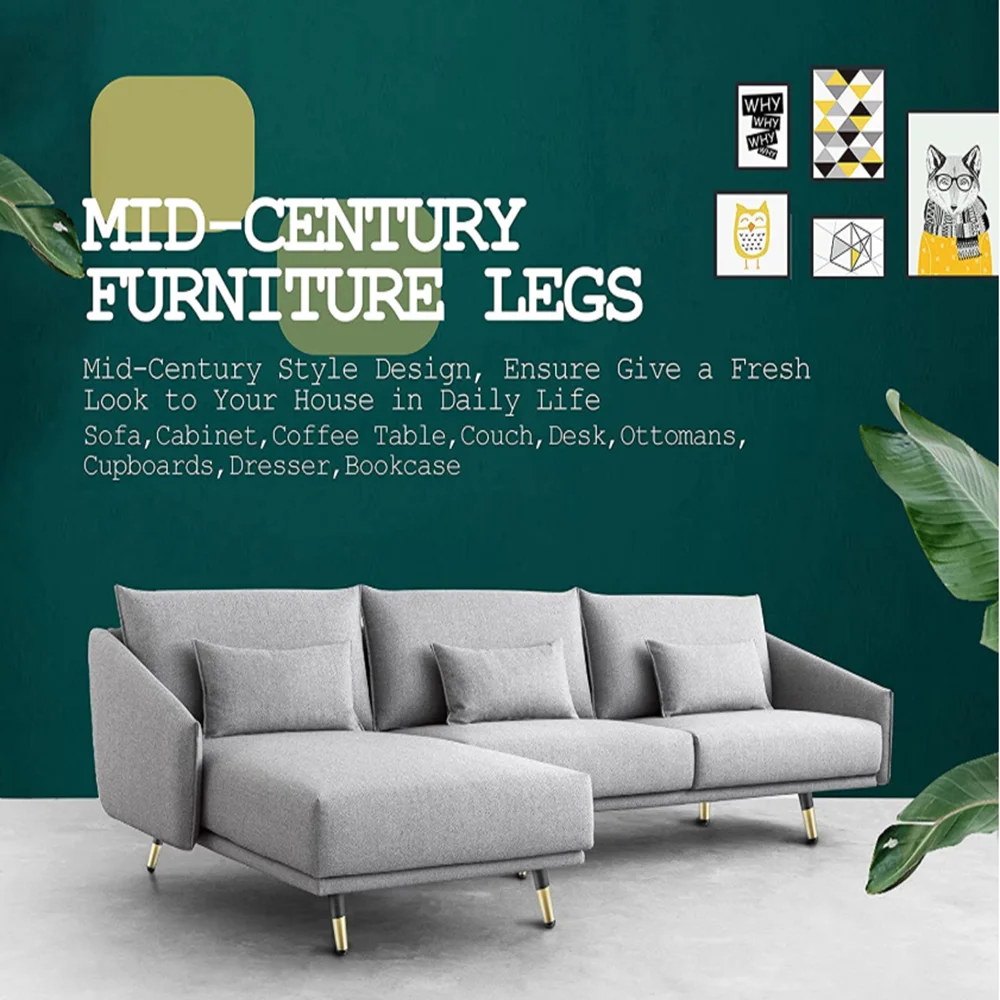 100mm - 720mm Conical Tube Furniture Feet Iron Table Legs Cabinet Dining Chair Legs Straight Oblique Metal Sofa Leg