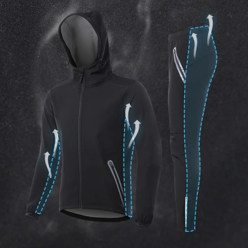 Autumn Long Sleeve Hooded T Shirts With Hat Ropas De Ciclismo Tops Quick Dry Mens Clothing Mtb Wear Custom Cycling Jersey