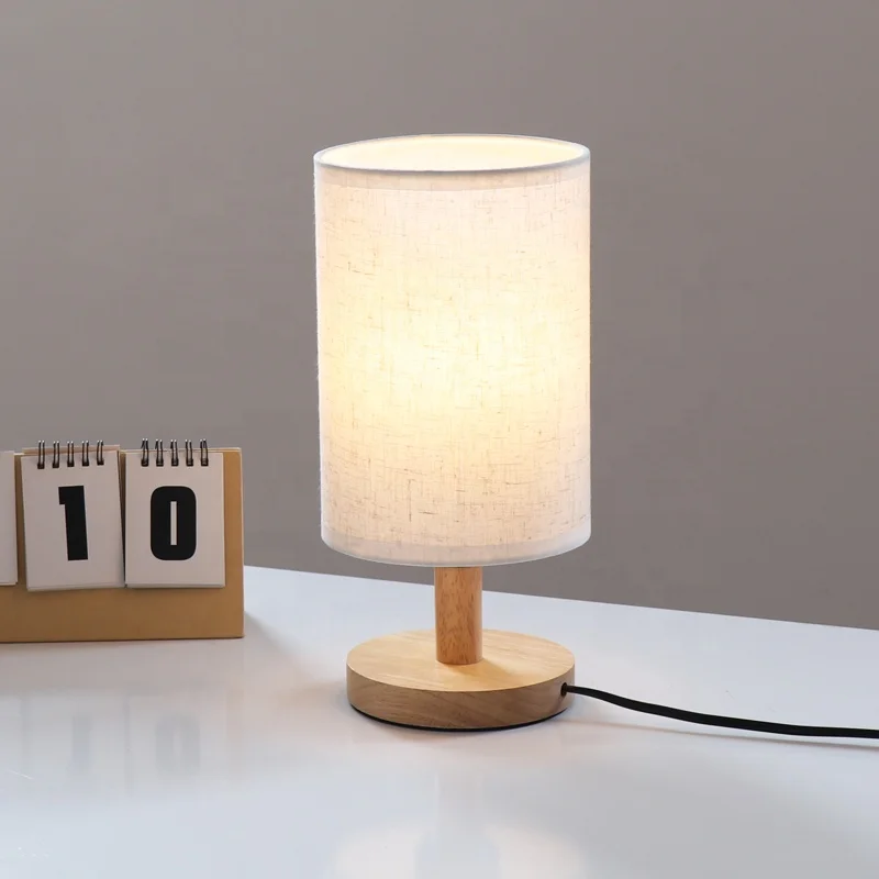 Decorative fabric Lamp Nordic Modern Style Hotel Desk E27 Wood Table Lamp With Lampshade Nordic simple high-end desk light