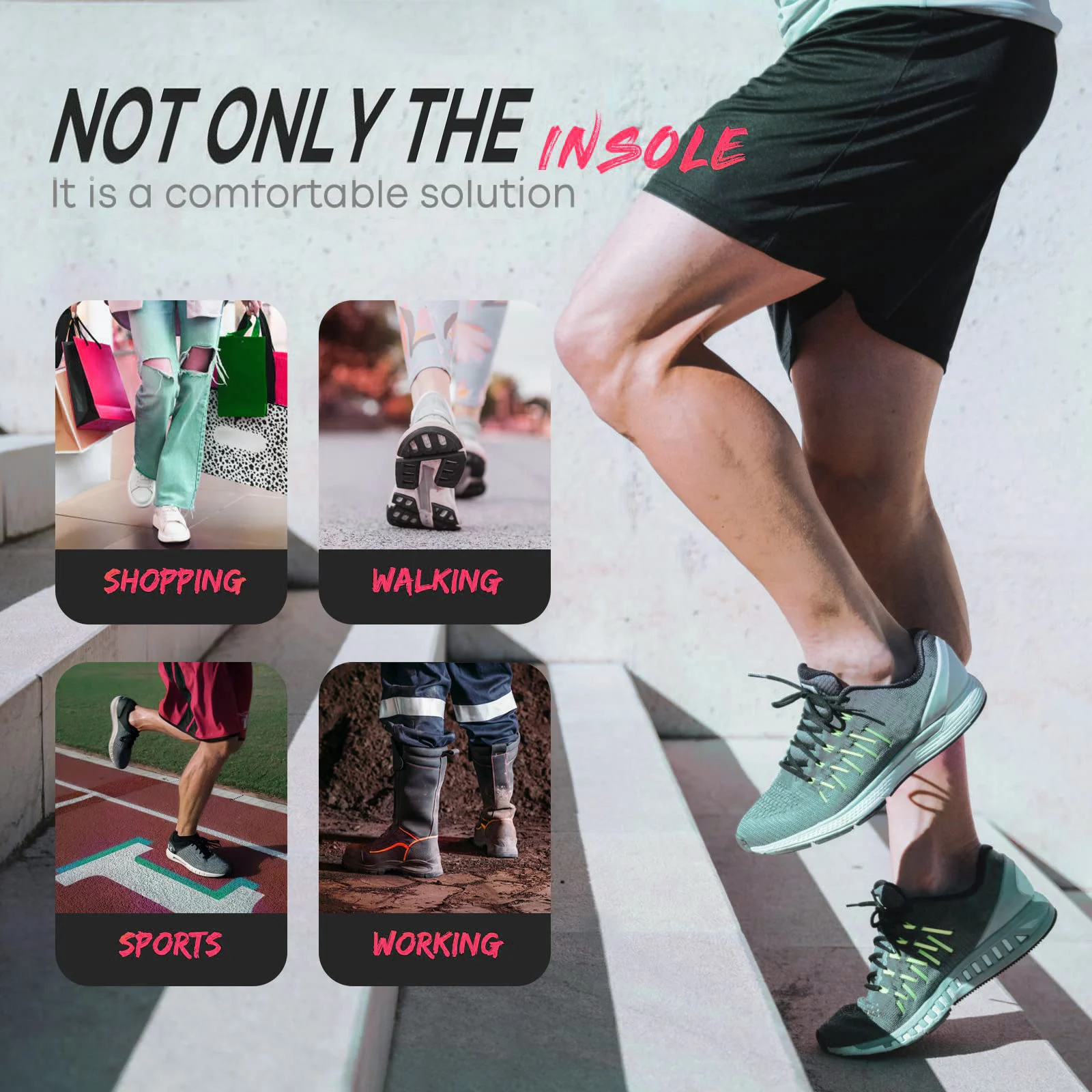 S-King Plantar Fasciitis Relief Shoe Insoles Sport Breathable Running Athletic Arch Support Orthotic Insoles