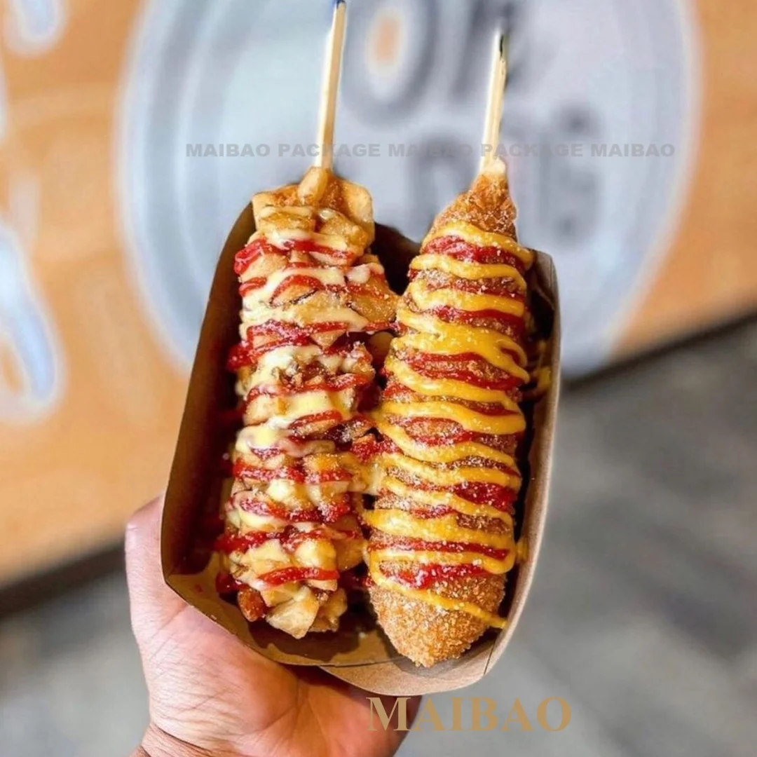 1lb Disposable Food Tray Kraft Brown Nacho Trays Paper Food Boats Small Hot Dog Trays For Party Serving Boats Baskets