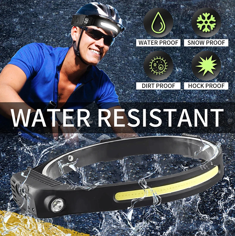 RTS AT Portable Rechargeable Head lamp XPE COB Outdoor Running Climbing Working Waterproof Sensor LED Headlight Headlamp