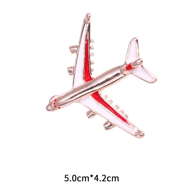 Flight Attendant Uniform Novelty Airplane Rhinestone Fashion Brooches Pin, Silver Tone