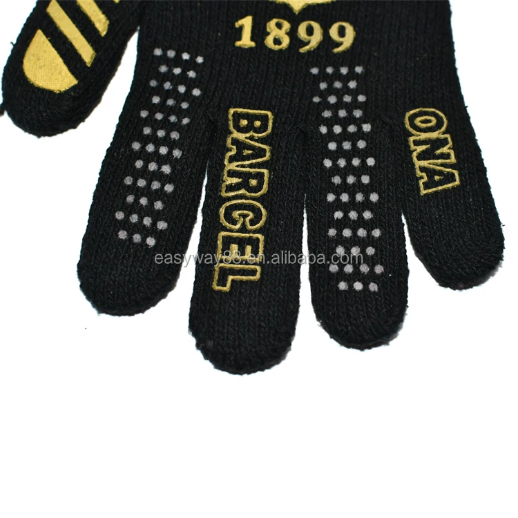 cheap customized logo promotional gift knit gloves for football team/spanish city soccer team club knitted gloves for fans